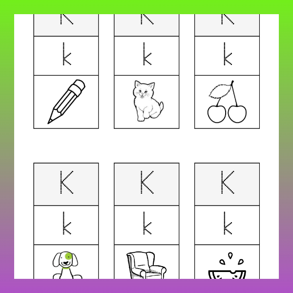 1. Sınıf İlkokuma Yazma - K Sesi Boyamalı Ses Kartları Etkinliği