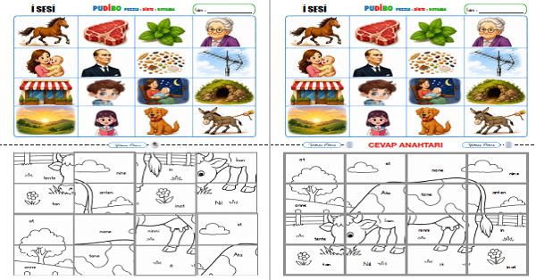 1. Sınıf İlk Okuma Yazma İ Sesi Yapboz - Puzzle Etkinliği