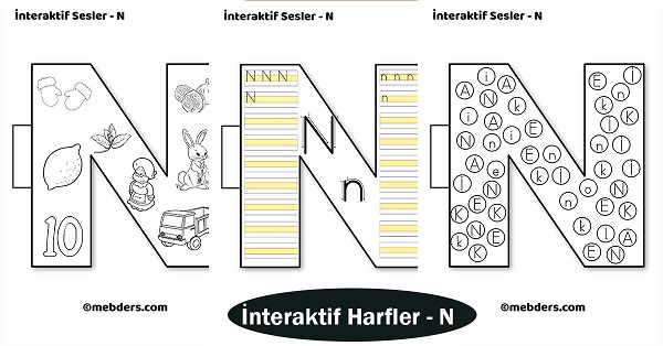 1.Sınıf İlkokuma İnteraktif Harfler - N Sesi