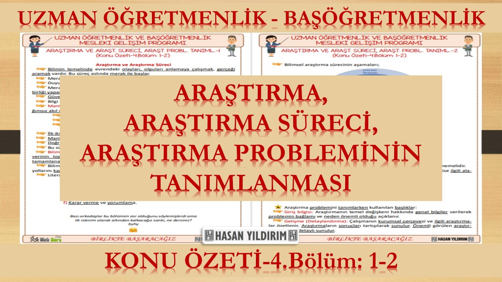 Araştırma ve Araştırma Süreci, Araştırma Probleminin Tanımlanması (Konu Özeti-4.Bölüm: 1-2)