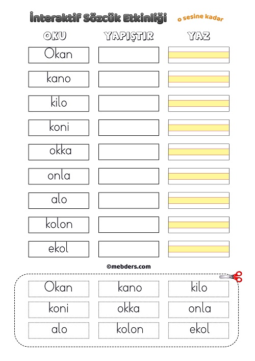 İnteraktif Sözcük Etkinliği - O Sesine Kadar
