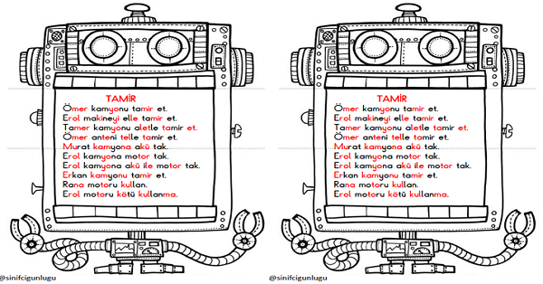 1.Sınıf İlk Okuma Yazma (R-r Sesi) Robot Aç-Kapa-Oku Metni