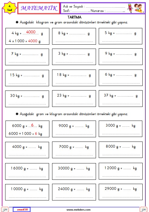 4. Sınıf Matematik Tartma Etkinliği 11
