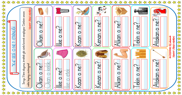 1. Sınıf İlk Okuma Yazma K-k Sesi  (O NE?) Etkinliği