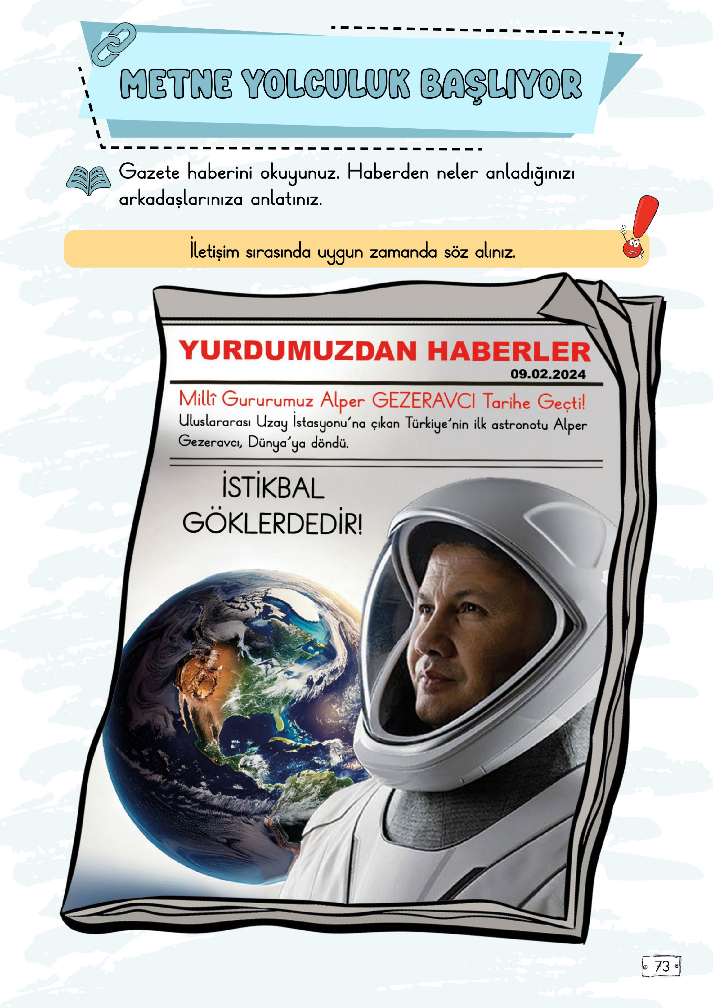 2.Sınıf Türkçe Meb Yayınları Meraklı, Cesur ve Maceracı Alper Gezeravcı Metni Etkinlik Cevapları