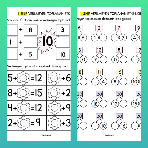 1. Sınıf Matematik - Verilmeyen Toplananı Bulma Etkinliği - 2