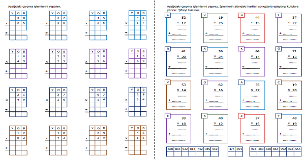 3.Sınıf Matematik Çarpma İşlemi Etkinliği 8 (5 Sayfa)
