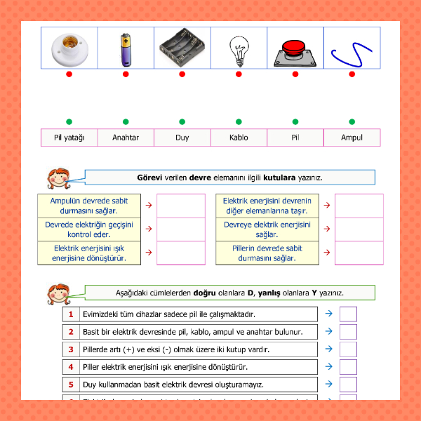 4. Sınıf Fen Bilimleri - Basit Elektrik Devresi Etkinliği - 1