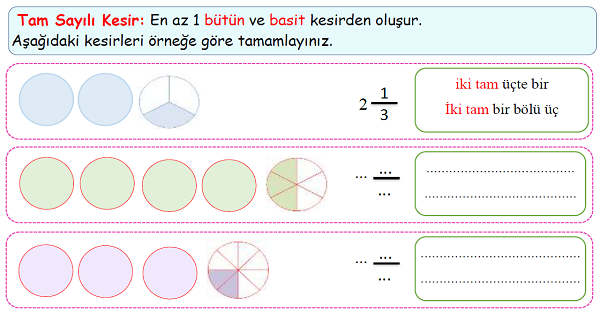 4.Sınıf Matematik Kesir Çeşitleri (Tam Sayılı Kesir)-5