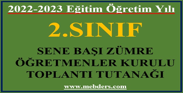 2022-2023 2.Sınıflar Sene Başı Zümre Toplantı Tutanağı