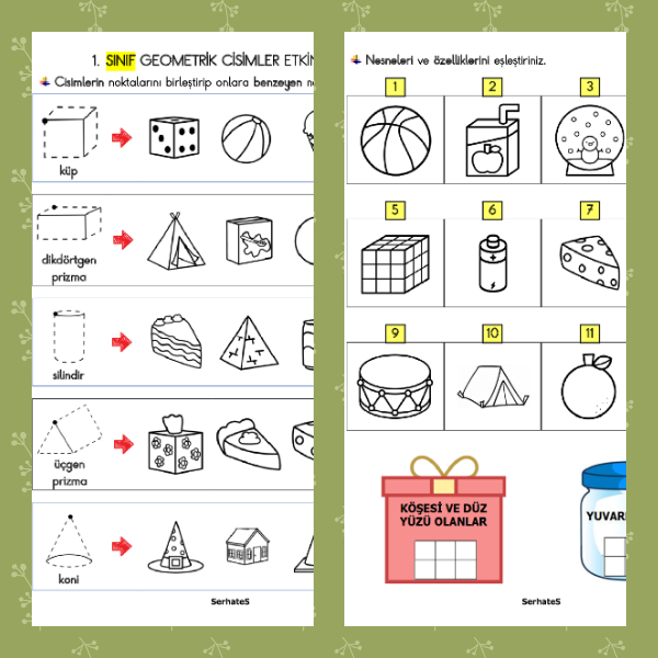 1. Sınıf Matematik - Geometrik Cisimler Etkinliği - 1