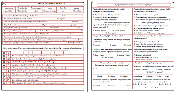 3.Sınıf Türkçe Değerlendirmesi-4