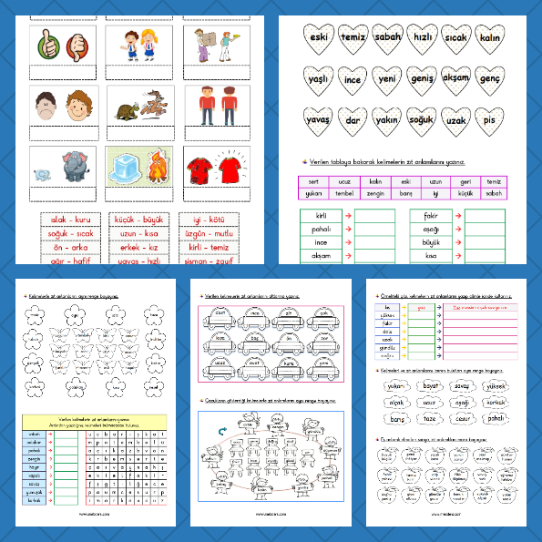 2. Sınıf Türkçe - Zıt Anlamlı Kelimeler Etkinlik Paketi