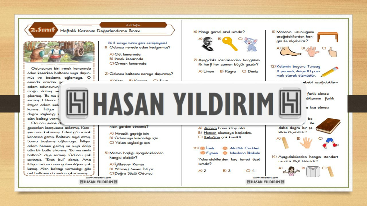 2.Sınıf Haftalık Değerlendirme Testi-33.Hafta(31 Mayıs-4 Haziran)