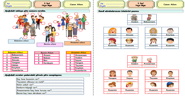 2. Sınıf Hayat Bilgisi Canım Ailem Etkinliği