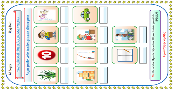 1. Sınıf İlk Okuma Yazma O Sesi Dikte Değerlendirme