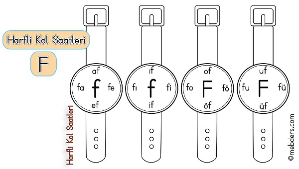 1.Sınıf İlkokuma Harfli Kol Saatleri - F Harfi