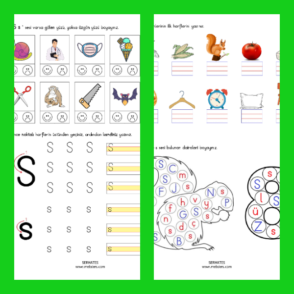 1. Sınıf İlkokuma Yazma - S Sesi Etkinliği - 1
