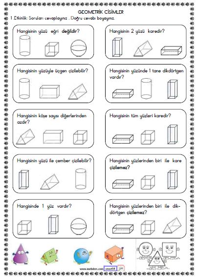 2. Sınıf Matematik Geometrik Cisimler Etkinliği 4