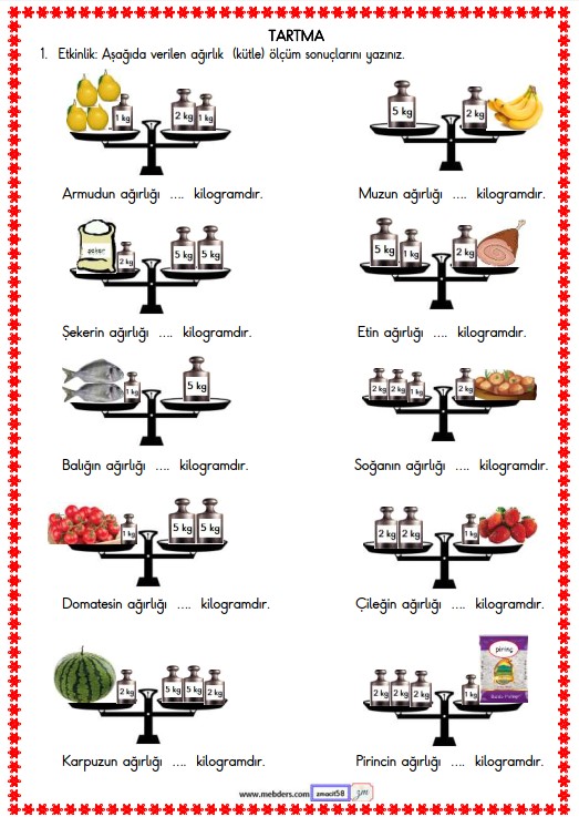 2. Sınıf Matematik Tartma Etkinliği 3