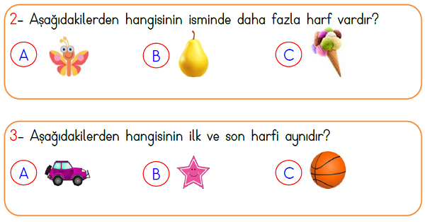 1.Sınıf Türkçe Alfabe Yaprak Test-2