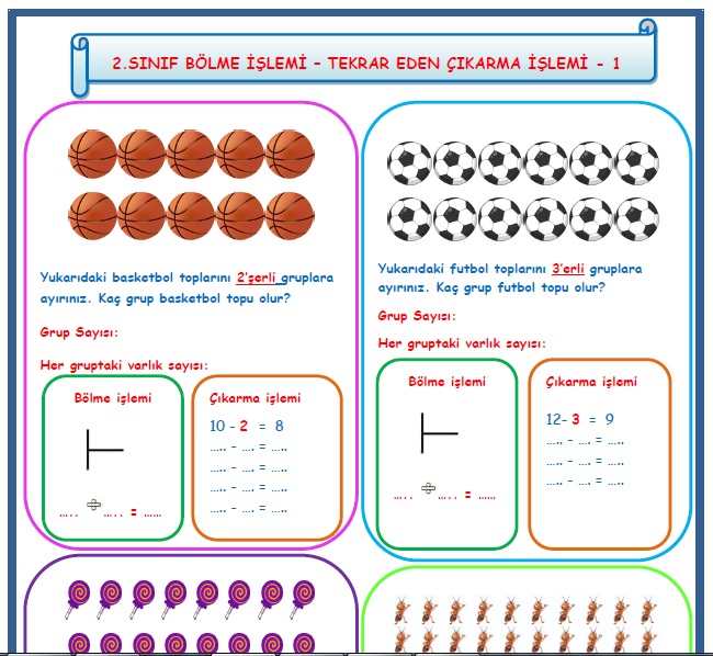 2.Sınıf Matematik Bölme İşlemi Tekrar Eden Çıkarma İşlemi 1