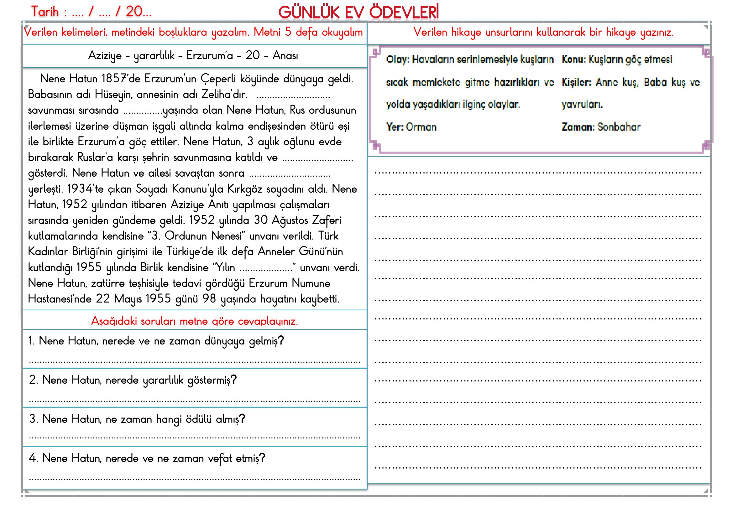 2.Sınıf - 07 Mayıs 2026 Günlük Ev Ödevleri