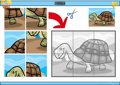 Kes yapıştır ihtiyar kaplumbağa puzzle etkinlik
