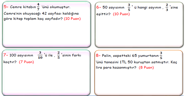 4.Sınıf Matematik Kesirlerle İlgili Problemler-4