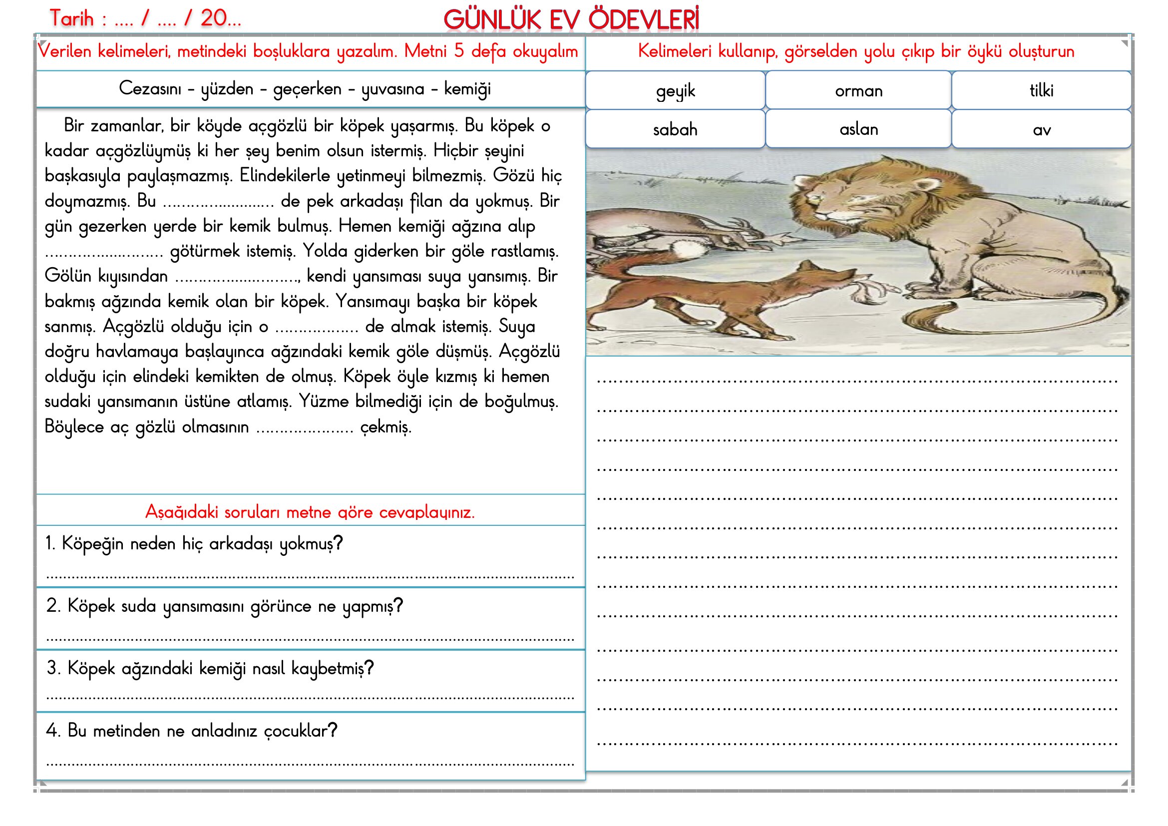 2.Sınıf - 13 Nisan 2026 Günlük Ev Ödevleri