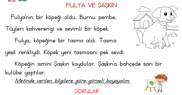 1.Sınıf Türkçe (Fulya ve Şaşkın) Okuma Metni Etkinliği