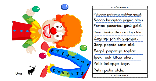 1.Sınıf İlk Okuma Yazma P Sesi Palyaço Boya Katla Oku Etkinliği