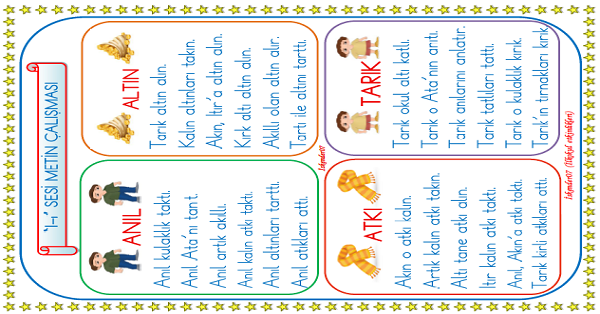 1. Sınıf İlk Okuma Yazma I-ı Sesi Metinleri Okuma Çalışması