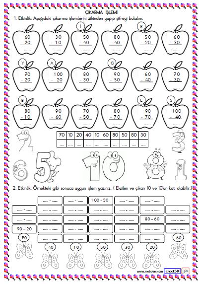 2. Sınıf Matematik Zihinden Çıkarma İşlemi Etkinliği 2