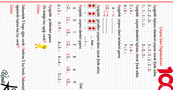 2.Sınıf Matematik Çarpma İşlemi Değerlendirmesi