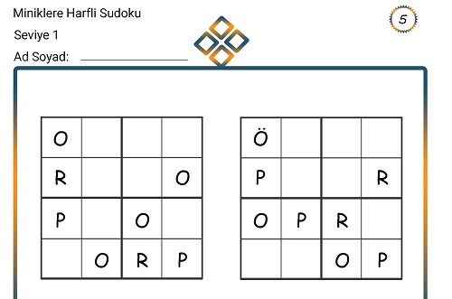 Miniklere Harfli Sudoku 5