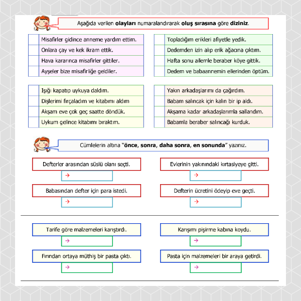 4. Sınıf Türkçe - Olayların Oluş Sırası Etkinliği