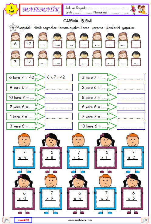 3. Sınıf Matematik Çarpma İşlemi Etkinliği 8