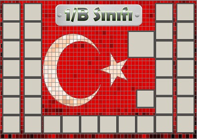 Model 54, 1B şubesi için Türk bayraklı fotoğraf eklemeli kapı süslemesi - 35 öğrencilik