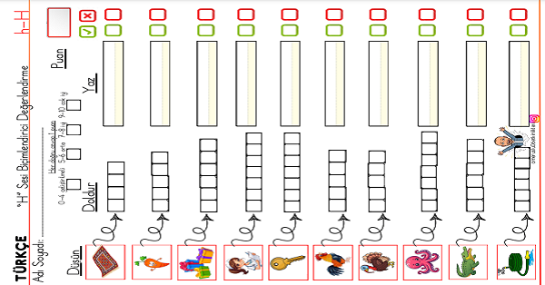 1. Sınıf İlk Okuma Yazma H Sesi Dikte Değerlendirme