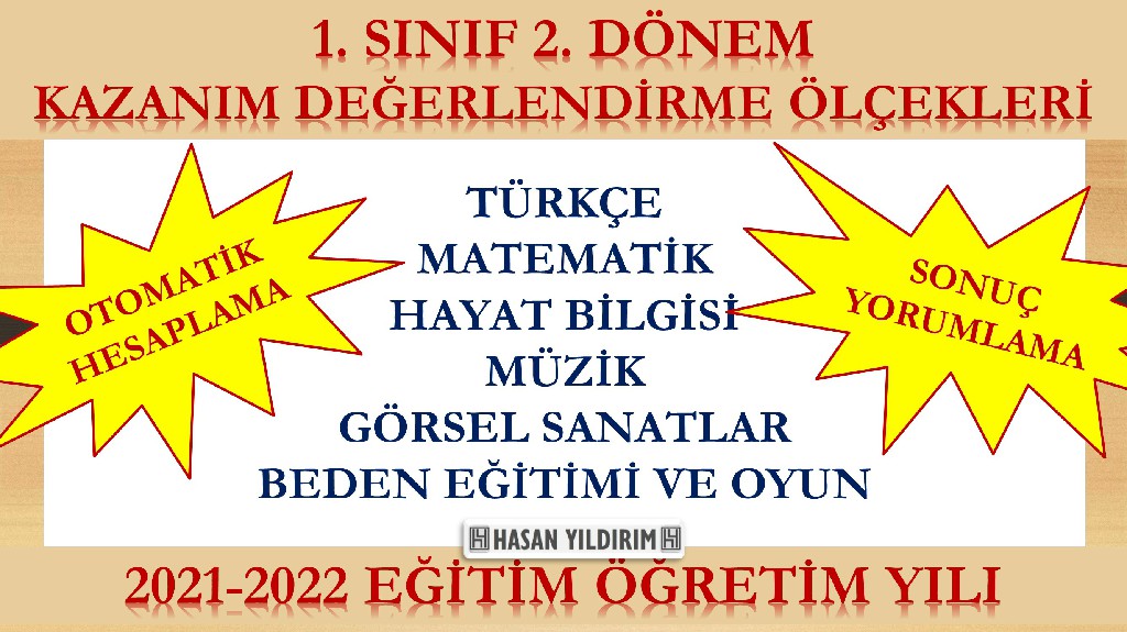 2021-2022 1.Sınıf 2.Dönem Kazanım Değerlendirme Ölçekleri (Tüm Dersler)