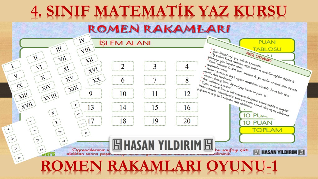 4.Sınıf Matematik Yaz Kursu - Romen Rakamları Oyunu-1