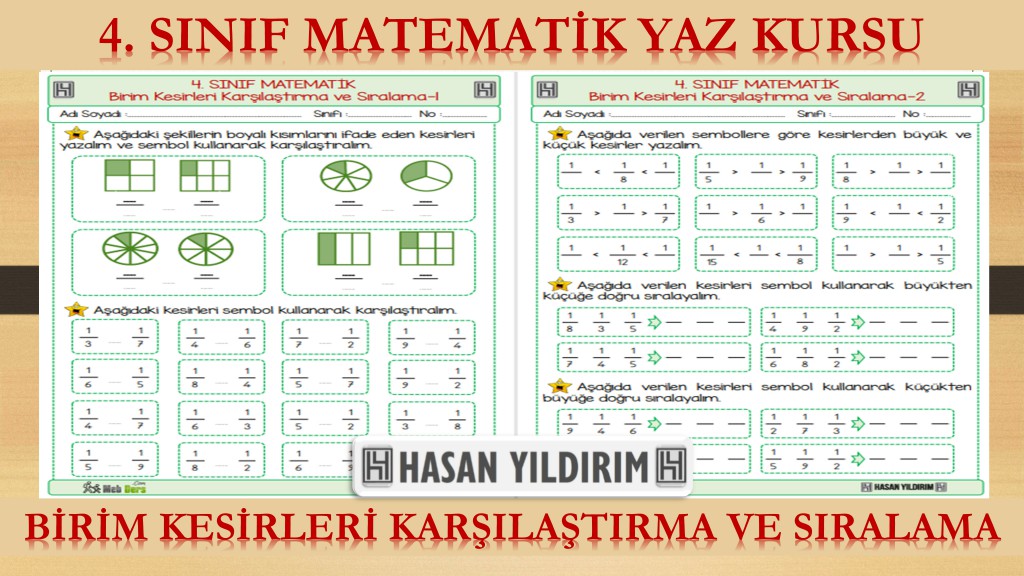 4.Sınıf Matematik Yaz Kursu - Birim Kesirleri Karşılaştırma ve Sıralama (4.Sınıfa Hazırlık)