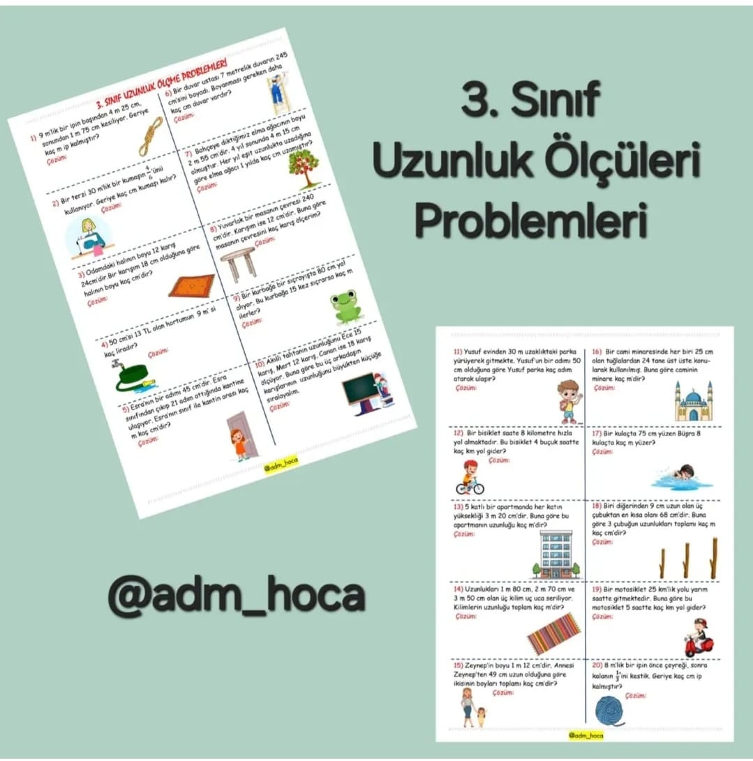 3. Sınıf Matematik - Uzunluk Ölçüleri Problemleri