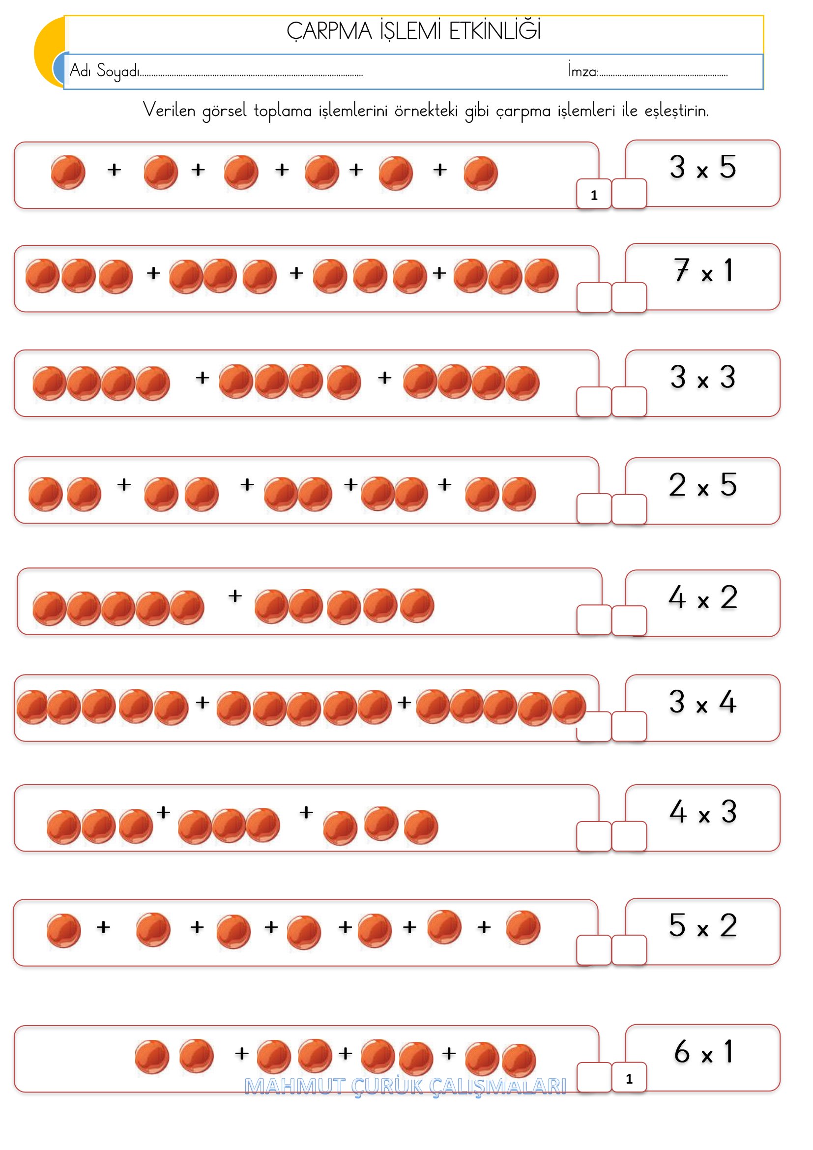 2.Sınıf - Matematik Çarpma İşlemi Etkinliği-2