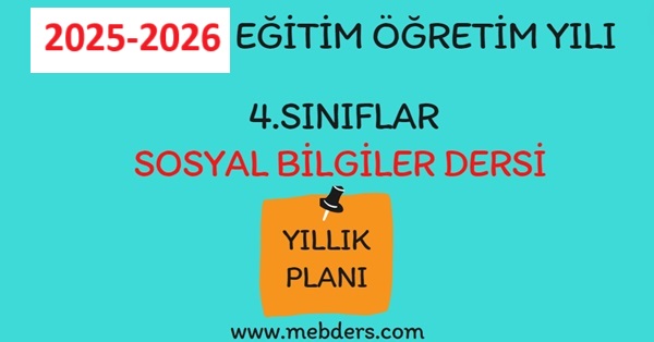 2025-2026 Eğitim Öğretim Yılı 4. Sınıf Sosyal Bilgiler Dersi Yıllık Planı( Hecce Yayınları)