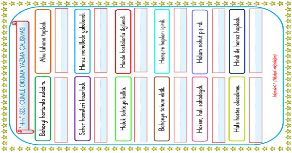 1. Sınıf İlk Okuma Yazma H-h Sesi Cümle Okuma Yazma Çalışması