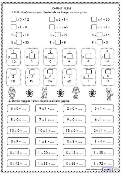 2. Sınıf Matematik Çarpma İşlemi Etikinliği 10