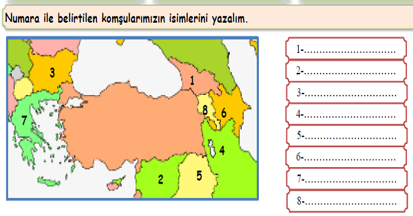 4.Sınıf Sosyal Bilgiler Komşularımız Etkinliği