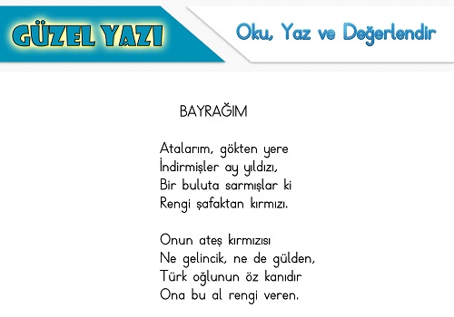 Şiir oku yaz değerlendir etkinliği - Bayrağım